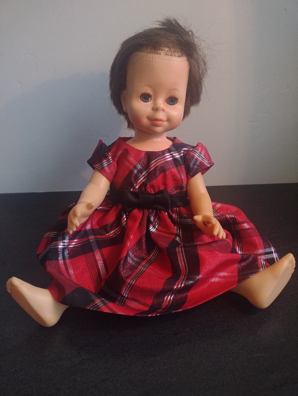 Vintage 1964 Mattel Chatty Cathy 16" Doll Brunette Brown Hair no pull cord